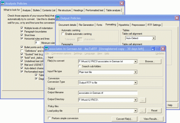 AscToRTF - Utility that converts plain text into RTF